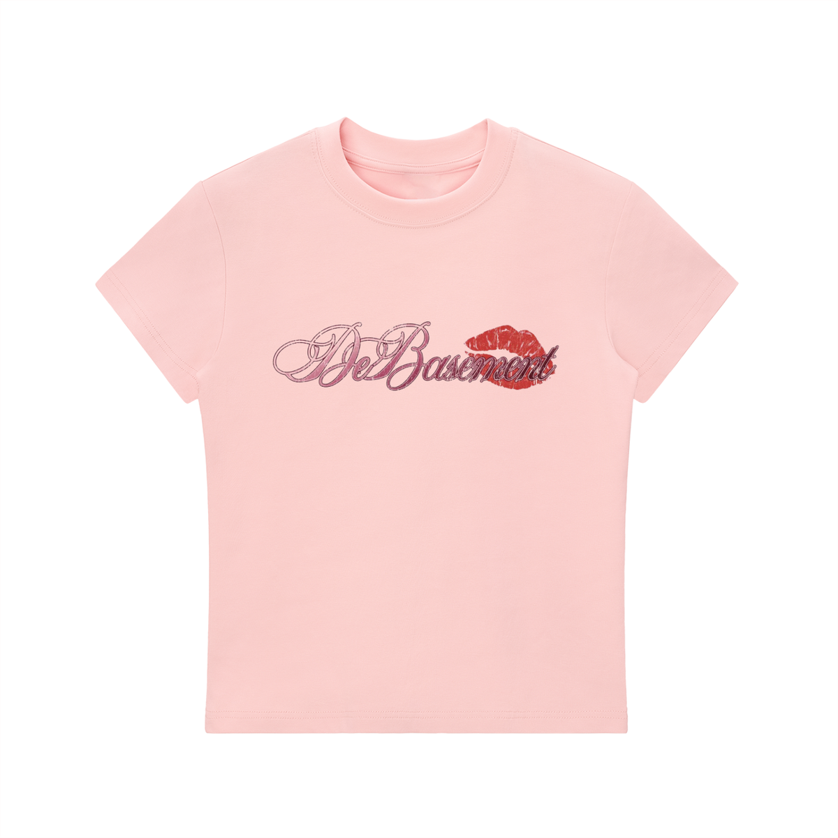 kiss script tee (pink)