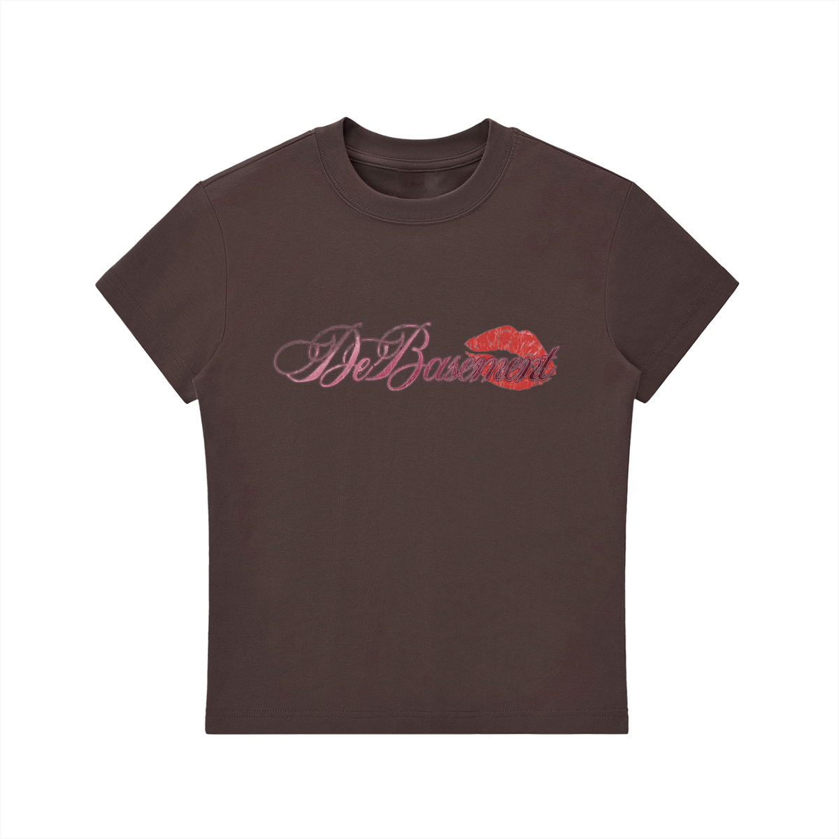 kiss script tee women's (brown)