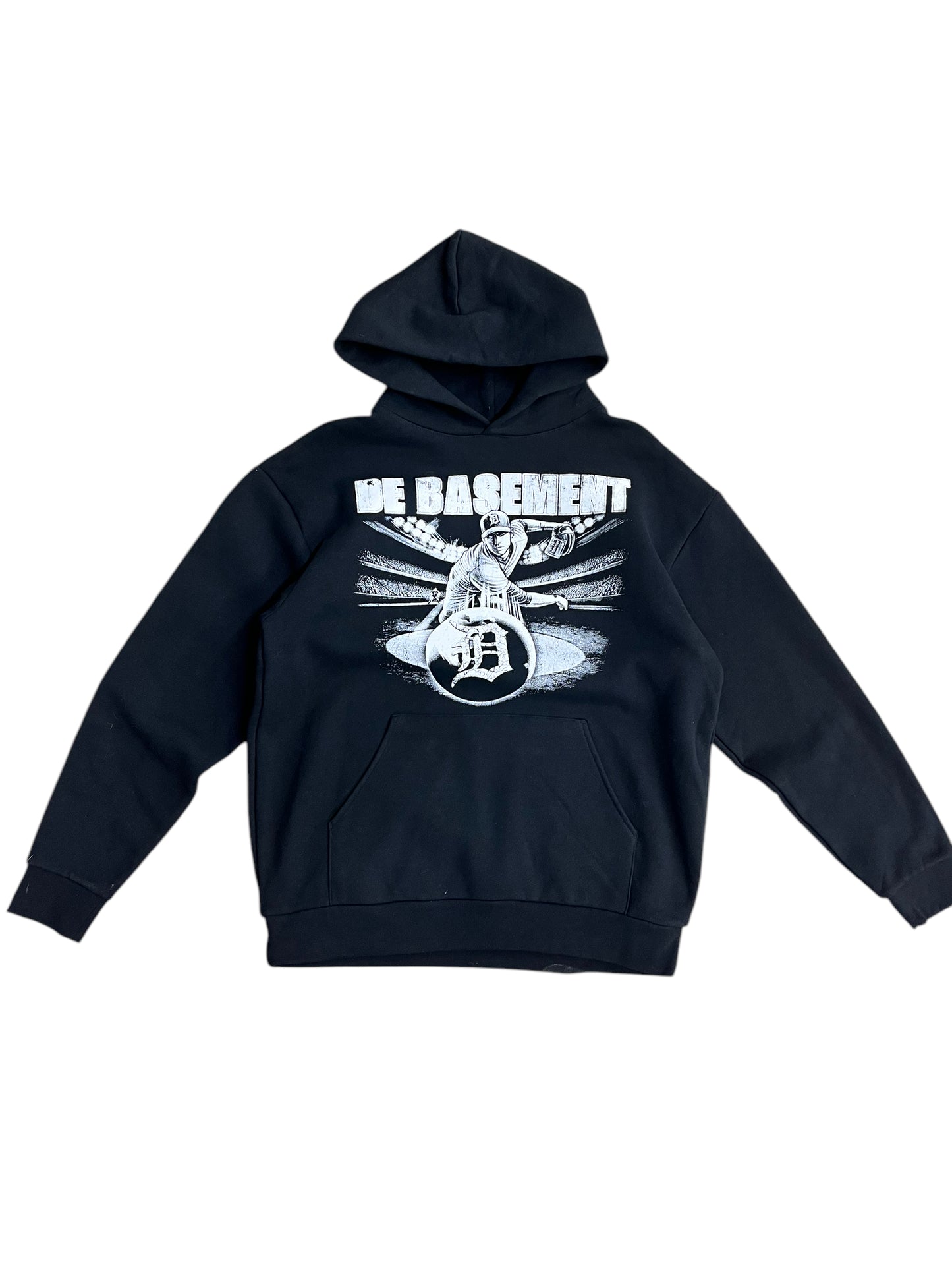 De Basement Baseball Hoodie (Black/White)