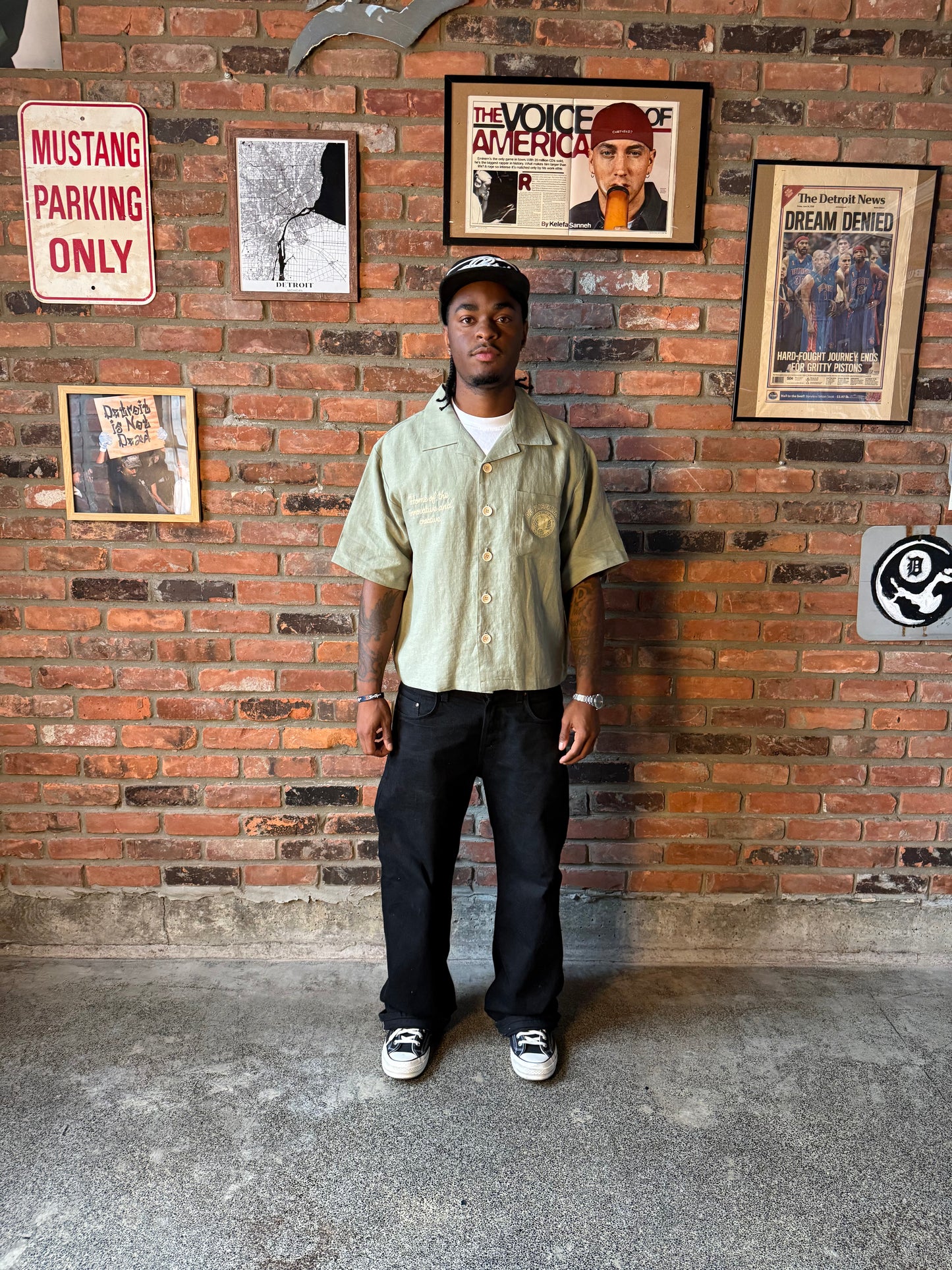 button up (green/cream)