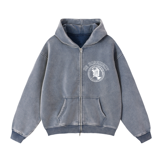 university zip up (washed blue)