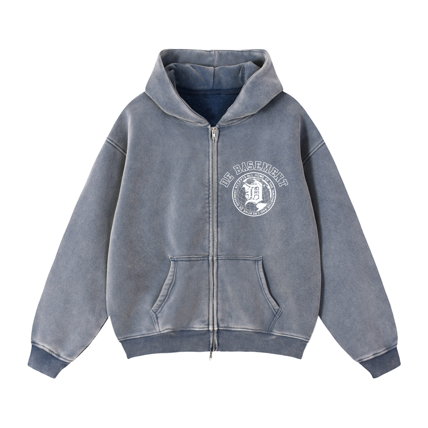 university zip up (washed blue)