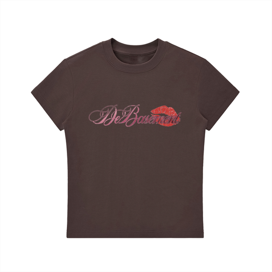 kiss script tee women's (brown)