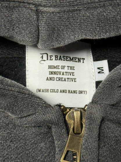 vintage wash university zip up (dark grey)