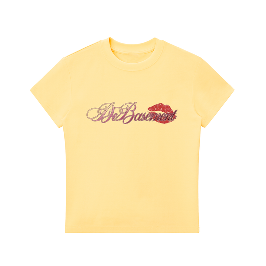kiss script tee women's (yellow)